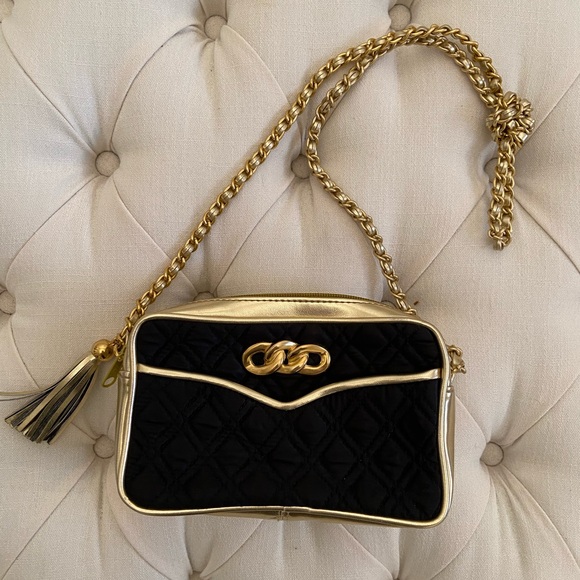 Vintage 80’s Black & Gold Purse - Picture 1 of 9